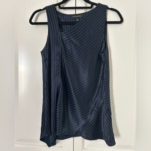 Banana Republic Navy Pinstripe Silk Sleeveless Top, NWT, size XS